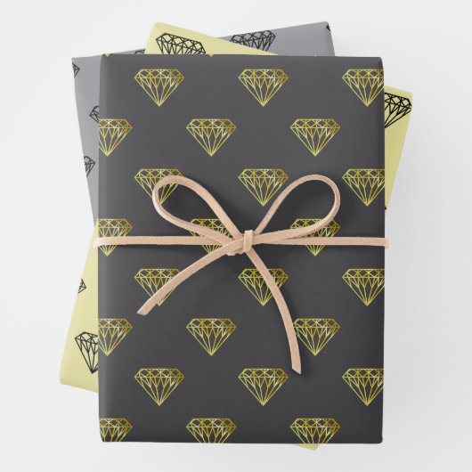 Diamant Wrapping Paper Flat Sheet Set 3 Geschenkpapier Set (Beispiel)