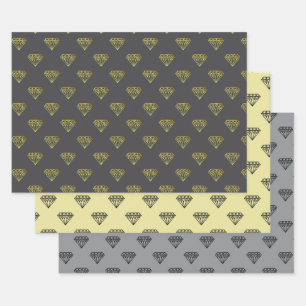 Diamant Wrapping Paper Flat Sheet Set 3 Geschenkpapier Set