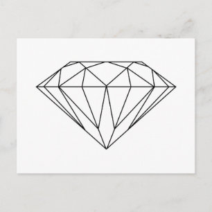 Diamant Zeichne Schwarz und Weiß modern Postkarte