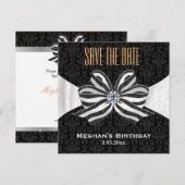 Diamantband mit Damast-Muster-Variation Save The Date (Vorne/Hinten)