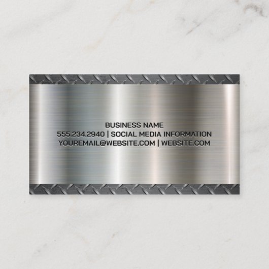 Diamantbeschichteter Stahl | Schweißlogo | Metall Visitenkarte (Rückseite)