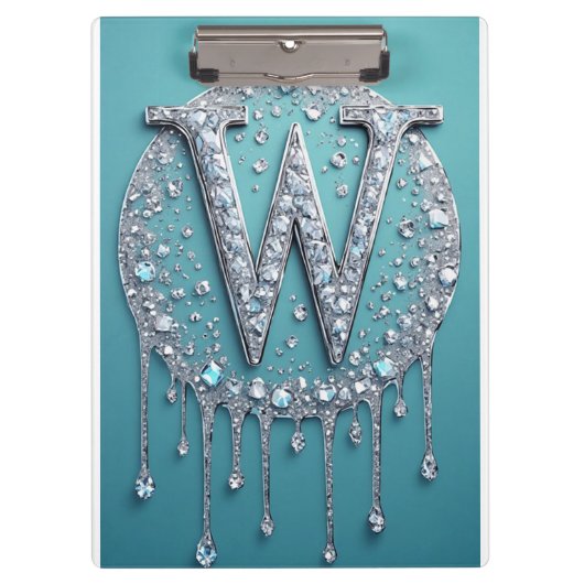 Diamantbesetztes W-Monogramm Klemmbrett (Vorderseite)