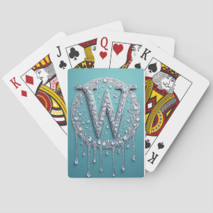 Diamantbesetztes W-Monogramm Spielkarten