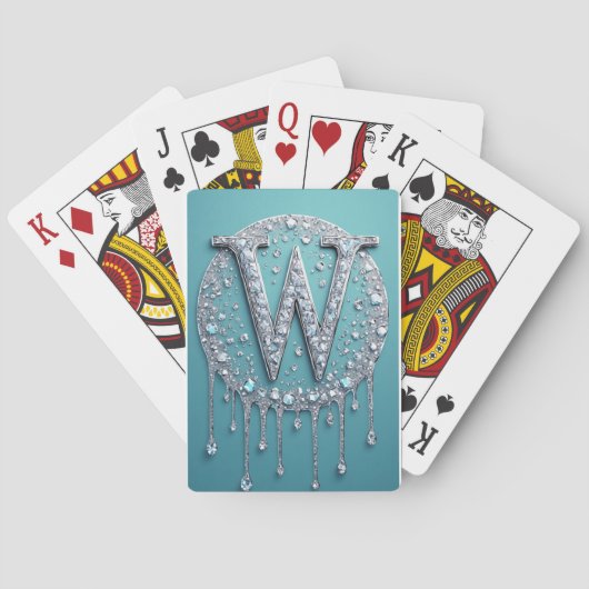 Diamantbesetztes W-Monogramm Spielkarten (Rückseite)
