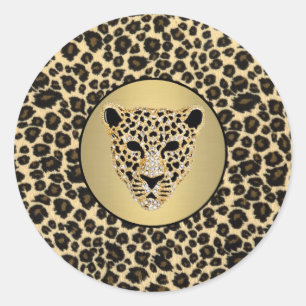 Diamantbestickter Jaguar-Sticker Runder Aufkleber