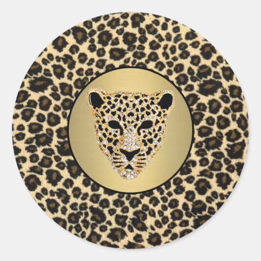 Diamantbestickter Jaguar-Sticker Runder Aufkleber (Vorderseite)