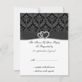 Diamante-Holzkohle-Hochzeit RSVP Karte