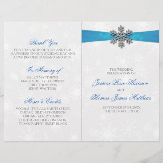 Diamante Snowflake & Blue Ribbon Winter Wedding (Vorderseite)