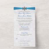 Diamante Snowflake & Blue Ribbon Winter Wedding All In One Einladung (Innen Boden)