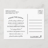 Diamante Snowflake & Blue Ribbon Winter Wedding Ankündigungspostkarte (Rückseite)