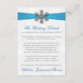 Diamante Snowflake & Blue Ribbon Winter Wedding Begleitkarte (Vorderseite)