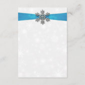 Diamante Snowflake & Blue Ribbon Winter Wedding Begleitkarte (Rückseite)