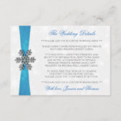 Diamante Snowflake & Blue Ribbon Winter Wedding Begleitkarte (Vorderseite)