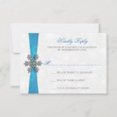 Diamante Snowflake & Blue Ribbon Winter Wedding Einladung (Vorderseite)