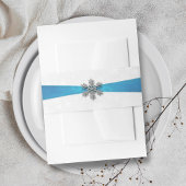 Diamante Snowflake & Blue Ribbon Winter Wedding Einladungsbanderole