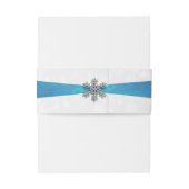 Diamante Snowflake & Blue Ribbon Winter Wedding Einladungsbanderole (Rückseitenbeispiel)