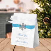 Diamante Snowflake & Blue Ribbon Winter Wedding Geschenkschachtel