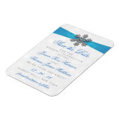 Diamante Snowflake & Blue Ribbon Winter Wedding Magnet (Linke Seite)