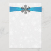 Diamante Snowflake & Blue Ribbon Winter Wedding Menükarte (Rückseite)