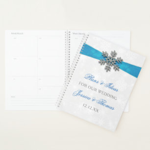 Diamante Snowflake & Blue Ribbon Winter Wedding Planer