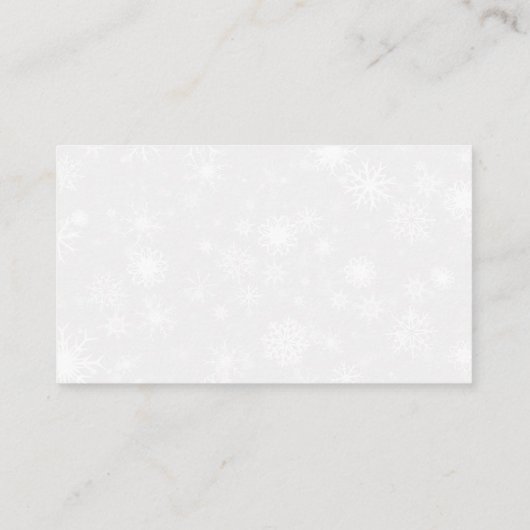 Diamante Snowflake & Blue Ribbon Winter Wedding Platzkarte (Rückseite)