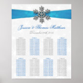 Diamante Snowflake & Blue Ribbon Winter Wedding Poster (Vorne)