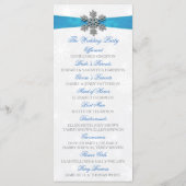 Diamante Snowflake & Blue Ribbon Winter Wedding Programm (Rückseite)