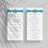 Diamante Snowflake & Blue Ribbon Winter Wedding Programm