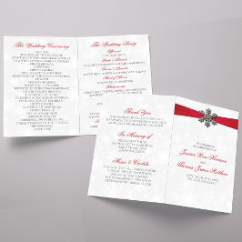 Diamante Snowflake & Red Ribbon Winter Wedding