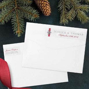 Diamante Snowflake & Red Ribbon Winter Wedding