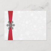 Diamante Snowflake & Red Ribbon Winter Wedding Begleitkarte (Rückseite)