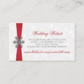 Diamante Snowflake & Red Ribbon Winter Wedding Begleitkarte (Vorderseite)