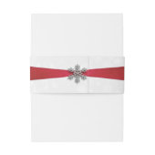 Diamante Snowflake & Red Ribbon Winter Wedding Einladungsbanderole (Rückseitenbeispiel)
