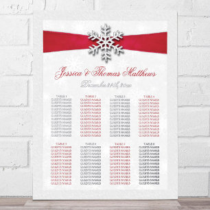 Diamante Snowflake & Red Ribbon Winter Wedding Foliendrucke