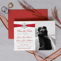 Diamante Snowflake & Red Ribbon Winter Wedding