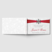Diamante Snowflake & Red Ribbon Winter Wedding Gästebuch (Voll)