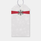 Diamante Snowflake & Red Ribbon Winter Wedding Geschenkanhänger (Rückseite)