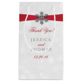 Diamante Snowflake & Red Ribbon Winter Wedding Kleine Geschenktüte (Vorderseite)