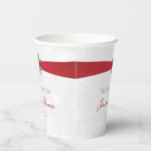 Diamante Snowflake & Red Ribbon Winter Wedding Pappbecher (Rechts)