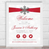 Diamante Snowflake & Red Ribbon Winter Wedding Poster