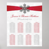 Diamante Snowflake & Red Ribbon Winter Wedding Poster (Vorne)