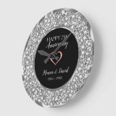 Diamanten 25. Hochzeitstag Große Wanduhr (Winkel)