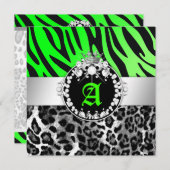 Diamanten 311-Zebra-LeoTique n küsst Bonbon 16 Einladung (Vorne/Hinten)