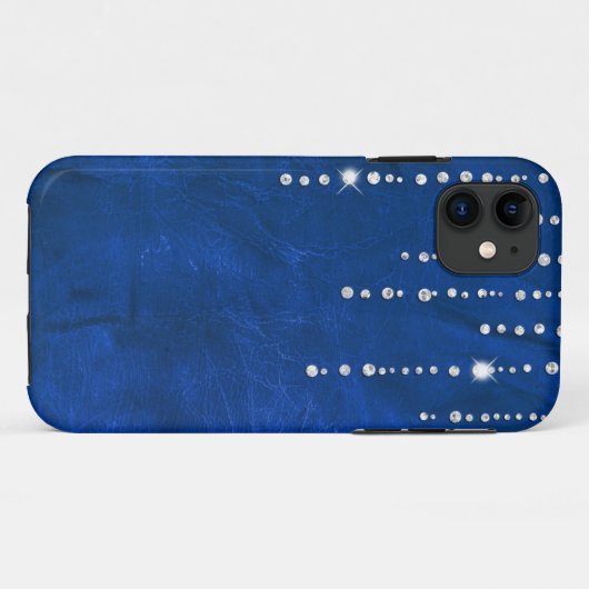 Diamanten auf blauem Leder Case-Mate iPhone Hülle (Rückseite (Horizontal))