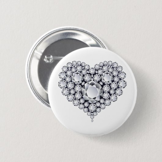 Diamanten auf Edelsteinen des Schwarzen Herzens Button (Vorne & Hinten)