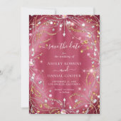 Diamanten aus Liebe Save the Date rosa Einladung (Vorderseite)