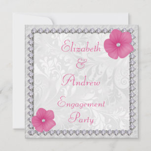 Diamanten Blende Floral Damask Verlobung Einladung