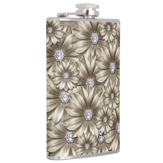 Diamanten Blume Edelsteinkolben Flachmann (Rechts)