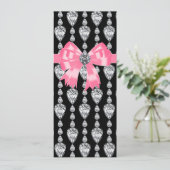 Diamanten Bogen Rosa Schwarze Party Programm Vorla (Stehend Vorderseite)