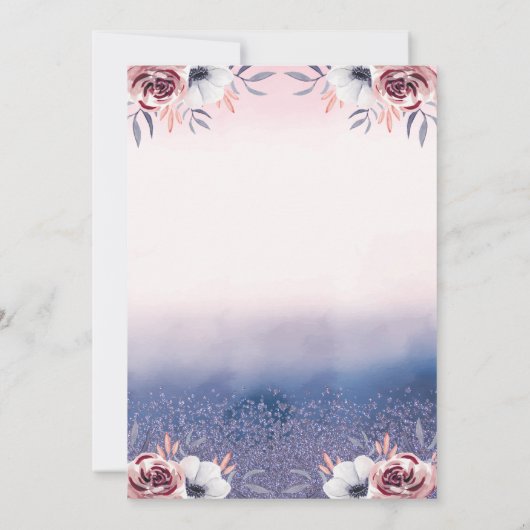 Diamanten, Eiffelturm Ombre Rose Quinceanera Einladung (Rückseite)